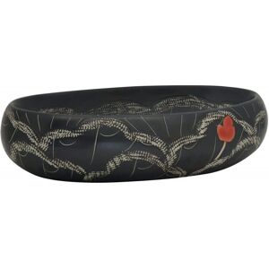 vidaXL Black and White Oval Ceramic Bathroom Sink - Bathroom Sink vidaXL Black and White Oval Ceramic Bathroom Sink - Bathroom Sink