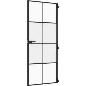 vidaXL Indvendige Slanke Dør Sort og Tempereret Glas - Indvendig Dør vidaXL Indvendige Slanke Dør Sort og Tempereret Glas - Indvendig Dør