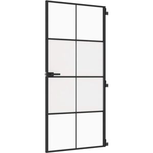 vidaXL Interior Door Slim Black Tempered Glass Aluminium - Interior Door vidaXL Interior Door Slim Black Tempered Glass Aluminium - Interior Door