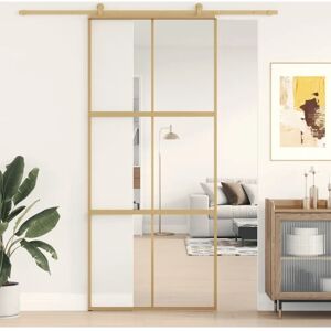 vidaXL Gold Sliding Door - ESG Clear Glass - Interior Barn Door vidaXL Gold Sliding Door - ESG Clear Glass - Interior Barn Door