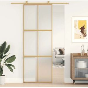 vidaXL Glazen Schuifdeur Goud 76x205 cm ESG Aluminium - Schuifdeur vidaXL Glazen Schuifdeur Goud 76x205 cm ESG Aluminium - Schuifdeur