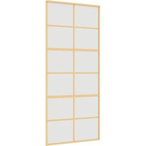 vidaXL Gold Frosted ESG Glass Aluminium Sliding Door - Interior Barn Door vidaXL Gold Frosted ESG Glass Aluminium Sliding Door - Interior Barn Door