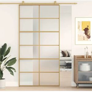VidaXL Sliding Door Interior Barn Door Gold Frosted ESG Glass and Aluminium - Sliding Door VidaXL Sliding Door Interior Barn Door Gold Frosted ESG Glass and Aluminium - Sliding Door