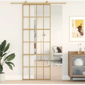 vidaXL Sliding Door Interior Barn Door Gold Clear ESG Glass and Aluminium - Sliding Door vidaXL Sliding Door Interior Barn Door Gold Clear ESG Glass and Aluminium - Sliding Door