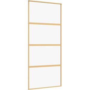 vidaXL Sliding Door Gold 90x205 cm Clear ESG Glass - Sliding Door vidaXL Sliding Door Gold 90x205 cm Clear ESG Glass - Sliding Door