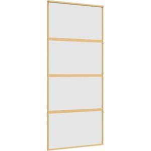 vidaXL Gold Sliding Door 90x205 cm Frosted ESG Glass Aluminum - Sliding Door vidaXL Gold Sliding Door 90x205 cm Frosted ESG Glass Aluminum - Sliding Door