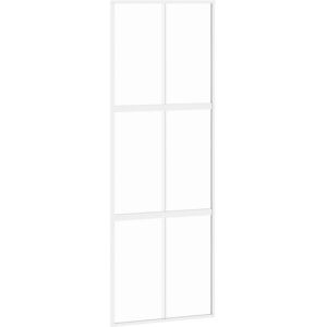 vidaXL White Sliding Door 76x205 cm Tempered Glass Aluminium - Sliding Door vidaXL White Sliding Door 76x205 cm Tempered Glass Aluminium - Sliding Door