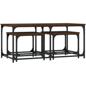 vidaXL Nesting Coffee Tables 3 pcs Brown Oak - Coffee Tables vidaXL Nesting Coffee Tables 3 pcs Brown Oak - Coffee Tables