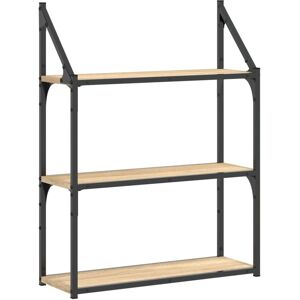 vidaXL 3-Tier Wall Shelf Sonoma Oak - Wall Shelf - 60x21x78.5 cm vidaXL 3-Tier Wall Shelf Sonoma Oak - Wall Shelf - 60x21x78.5 cm