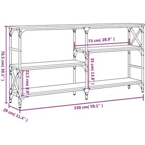 vidaXL Steel and Engineered Wood Console Table - Side Table - Grey Sonoma - End Table - 150x29x76.5 cm vidaXL Steel and Engineered Wood Console Table - Side Table - Grey Sonoma - End Table - 150x29x76.5 cm