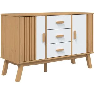 vidaXL Olden White Brown Solid Wood Pine Sideboard - 114x43x73.5cm vidaXL Olden White Brown Solid Wood Pine Sideboard - 114x43x73.5cm