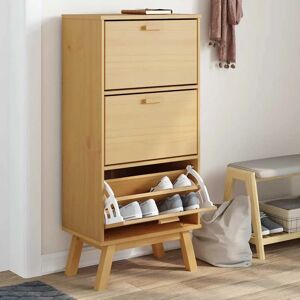 vidaXL Olden Shoe Cabinet - Brown Solid Wood Storage vidaXL Olden Shoe Cabinet - Brown Solid Wood Storage