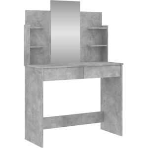vidaXL Grey Concrete Dressing Table with Mirror - Bedroom Vanity vidaXL Grey Concrete Dressing Table with Mirror - Bedroom Vanity