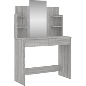 vidaXL Grey Sonoma Dressing Table with Mirror - Dressing Table vidaXL Grey Sonoma Dressing Table with Mirror - Dressing Table