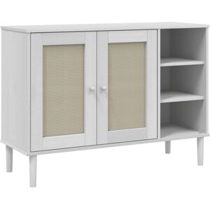 vidaXL White Solid Wood Pine Rattan Look Sideboard - Sideboard vidaXL White Solid Wood Pine Rattan Look Sideboard - Sideboard