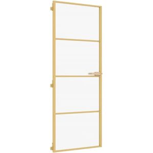 vidaXL Interior Door Slim Sliding Door Golden Tempered Glass and Aluminium - Interior Door vidaXL Interior Door Slim Sliding Door Golden Tempered Glass and Aluminium - Interior Door