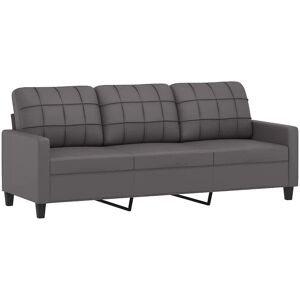 Nnevl 3-sæders grå kunstlædersofa - Sofa Nnevl 3-sæders grå kunstlædersofa - Sofa