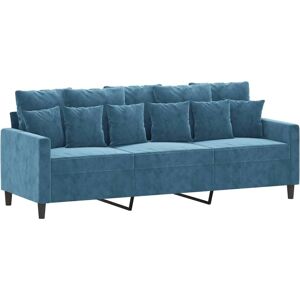 Canapé Velours Bleu 3 Places VidaXL - Canapé Canapé Velours Bleu 3 Places VidaXL - Canapé