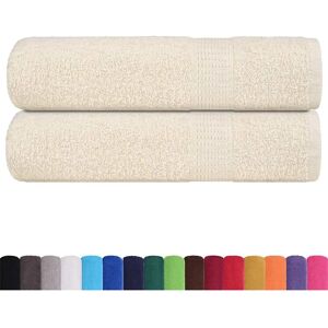 vidaXL Bath Towels 2 pcs Cream - Bath Towels vidaXL Bath Towels 2 pcs Cream - Bath Towels