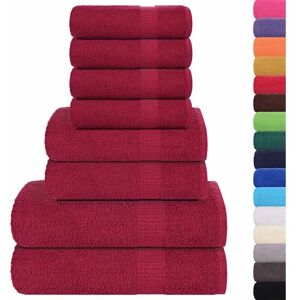 vidaXL Bordeaux Red 8-Piece Towel Set - Towel Set vidaXL Bordeaux Red 8-Piece Towel Set - Towel Set