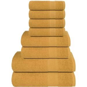vidaXL 8 Piece Gold Cotton Towel Set - Bath & Hand Towels vidaXL 8 Piece Gold Cotton Towel Set - Bath & Hand Towels