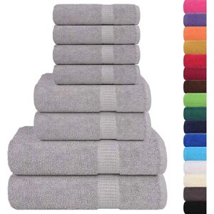 vidaXL Ensemble de Serviettes 8 Pièces Gris - Ensemble de Serviettes vidaXL Ensemble de Serviettes 8 Pièces Gris - Ensemble de Serviettes