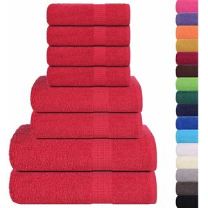 vidaXL Rood 8-delig katoenen handdoekenset - Bad en Handdoeken vidaXL Rood 8-delig katoenen handdoekenset - Bad en Handdoeken