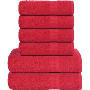 vidaXL 6-delig Handdoekenset Rood - Katoen vidaXL 6-delig Handdoekenset Rood - Katoen
