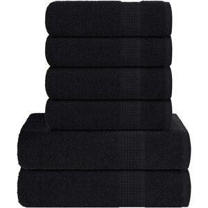 vidaXL 6 pcs. Towel Set Black - Cotton, Absorbent, OEKO-TEX vidaXL 6 pcs. Towel Set Black - Cotton, Absorbent, OEKO-TEX