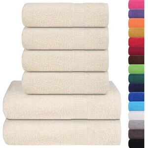 vidaXL 6 pcs. Cream Cotton Towel Set - Towel Set vidaXL 6 pcs. Cream Cotton Towel Set - Towel Set