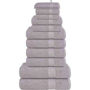 vidaXL 12 Piece Grey Cotton Towel Set - Towel Set vidaXL 12 Piece Grey Cotton Towel Set - Towel Set