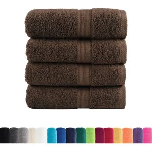 vidaXL Premium Guest Towels SOLUND - 4 pcs, Brown - Guest Towels vidaXL Premium Guest Towels SOLUND - 4 pcs, Brown - Guest Towels