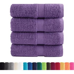 vidaXL Premium Guest Towels SOLUND 4 Pcs. Purple - Guest Towels vidaXL Premium Guest Towels SOLUND 4 Pcs. Purple - Guest Towels