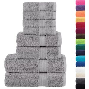 vidaXL Premium Towel Set 8 Piece Grey - Bath Towels vidaXL Premium Towel Set 8 Piece Grey - Bath Towels