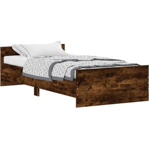 vidaXL 835929 Bed Frame - Smoked Oak - Supports 90x200 cm Mattress - Bed Base vidaXL 835929 Bed Frame - Smoked Oak - Supports 90x200 cm Mattress - Bed Base