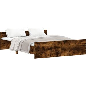 Structure de lit vidaXL avec tête et pied - 160x200cm, Chêne fumé, Résistante Structure de lit vidaXL avec tête et pied - 160x200cm, Chêne fumé, Résistante
