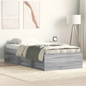 vidaXL Bed Frame Grey Sonoma 75x190 cm - Bed Frame vidaXL Bed Frame Grey Sonoma 75x190 cm - Bed Frame
