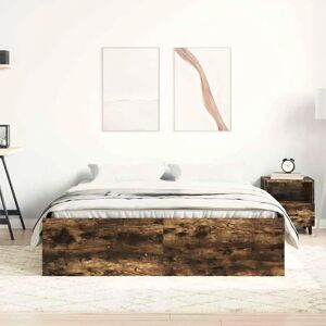 vidaXL Smoked Oak 160x200 cm Bed Frame - Bedroom Furniture vidaXL Smoked Oak 160x200 cm Bed Frame - Bedroom Furniture