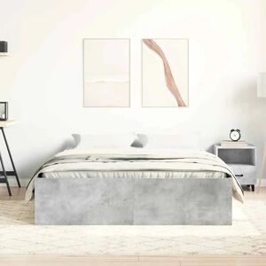 vidaXL Bed Frame Concrete Grey 135x190 cm - Bed Frame vidaXL Bed Frame Concrete Grey 135x190 cm - Bed Frame
