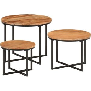 vidaXL Nesting Coffee Tables - 3 pcs Solid Wood Acacia & Iron vidaXL Nesting Coffee Tables - 3 pcs Solid Wood Acacia & Iron