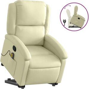 Silla de acento VidaXL - Cuero genuino, Crema, Reclinable manualmente Silla de acento VidaXL - Cuero genuino, Crema, Reclinable manualmente