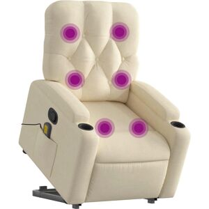 Sillón de masaje reclinable en crema con elevación y vibración vidaXL Sillón de masaje reclinable en crema con elevación y vibración vidaXL