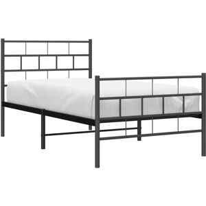 vidaXL Metal Bed Frame with Footboard - Black - Small Single vidaXL Metal Bed Frame with Footboard - Black - Small Single