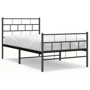 vidaXL Metal Bed Frame - 107x203 cm, Black, with Headboard & Footboard - Bed Frame vidaXL Metal Bed Frame - 107x203 cm, Black, with Headboard & Footboard - Bed Frame