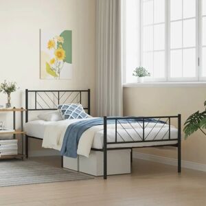 vidaXL Metal Bed Frame 100x200 cm - Black - Bed Frame vidaXL Metal Bed Frame 100x200 cm - Black - Bed Frame