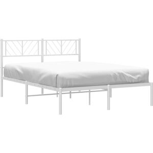 vidaXL Metal Bed Frame White 120x190 cm - Bed Base with Headboard vidaXL Metal Bed Frame White 120x190 cm - Bed Base with Headboard