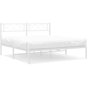 vidaXL Cadre de lit - Blanc - 160x200cm - Structure métallique vidaXL Cadre de lit - Blanc - 160x200cm - Structure métallique