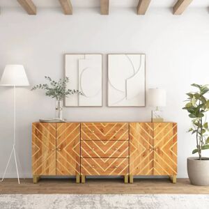 vidaXL Side Cabinet Brown Black 60x33.5x75 cm Solid Wood Mango - Side Cabinet vidaXL Side Cabinet Brown Black 60x33.5x75 cm Solid Wood Mango - Side Cabinet