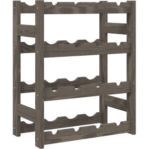 vidaXL Grey Pine Wood 16 Bottle Wine Rack - Wine Storage vidaXL Grey Pine Wood 16 Bottle Wine Rack - Wine Storage