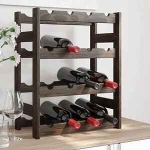 vidaXL Black 16 Bottle Pinewood Wine Rack - Wine Storage vidaXL Black 16 Bottle Pinewood Wine Rack - Wine Storage